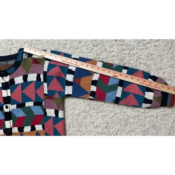 Kate Russell Women's M L Sweater Geometric Kawaii Button front Cardigan - Picture 7 of 8